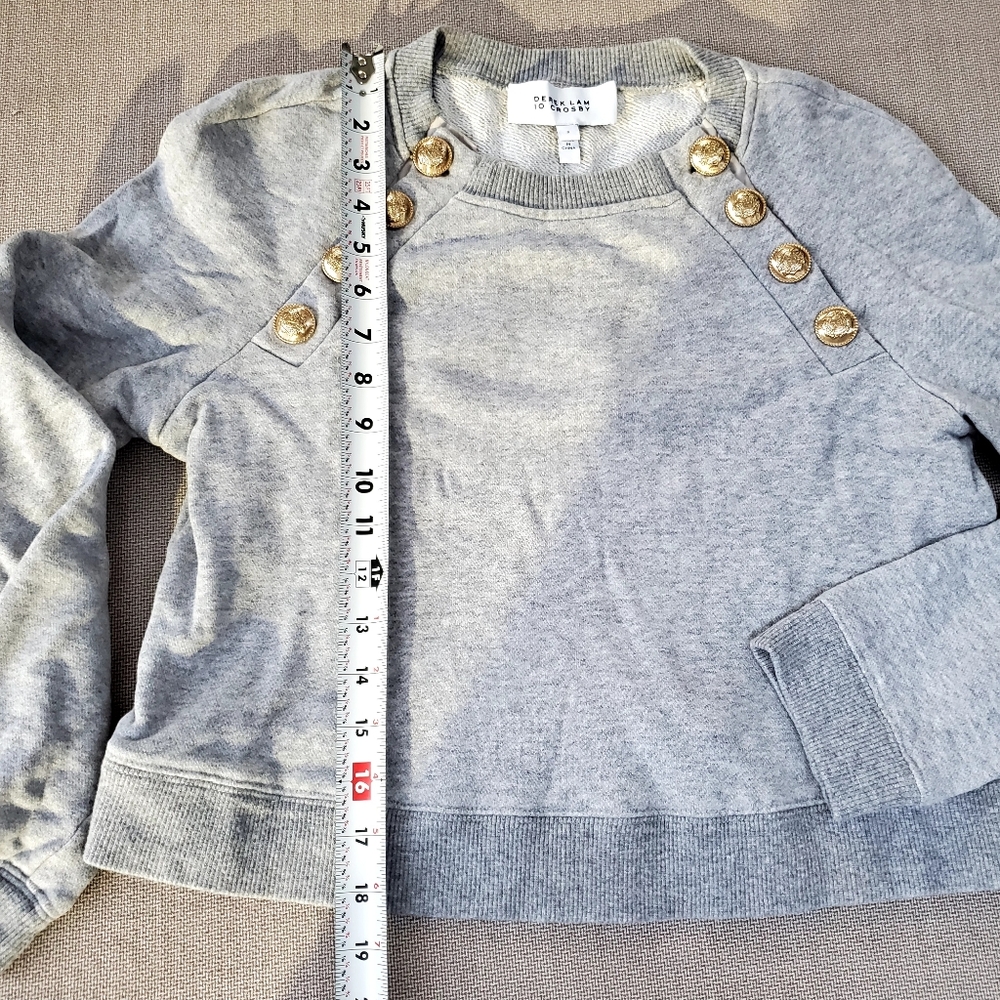 3/$50 Derek Lam Gray Sweater with Gold Button Accents - Picture 5 of 7